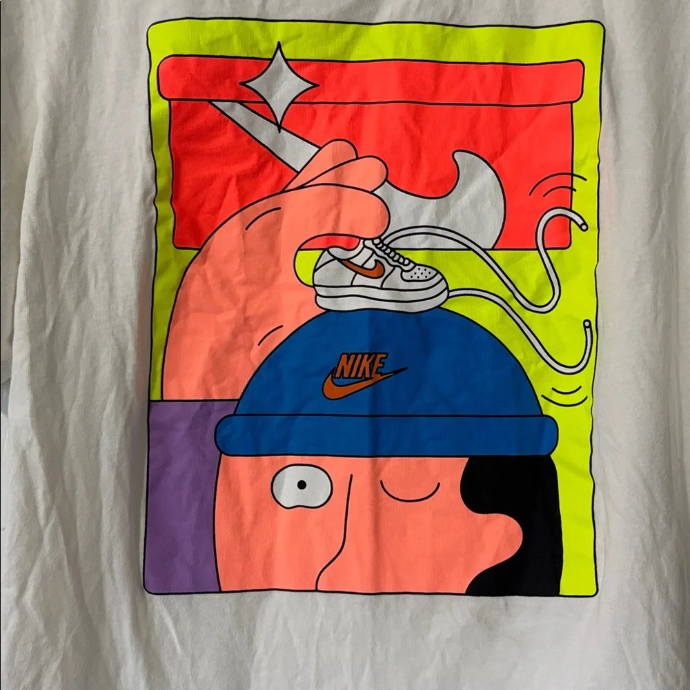 Nike White Tee with Colorful Cartoon Graphic - Picture 4 of 4